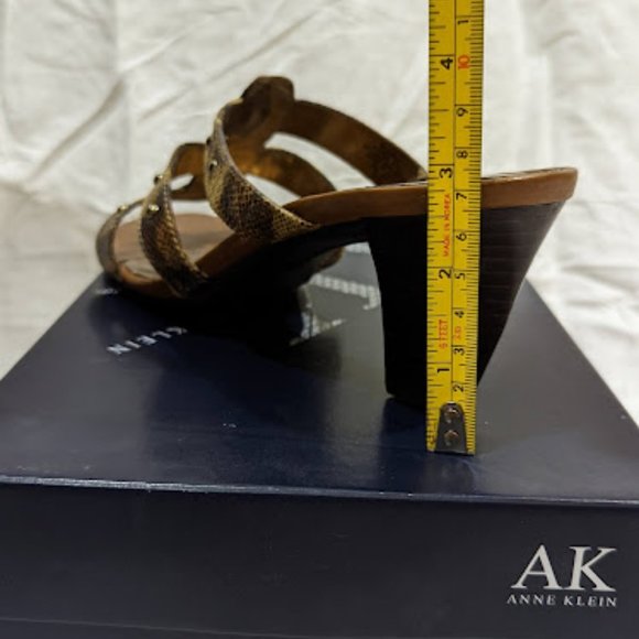 Anne Klein Gold Studded Snakeskin Sandals with 3" Heals - Picture 4 of 8